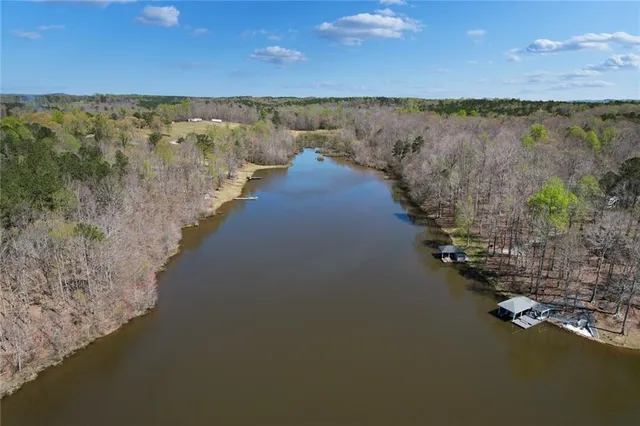a view of a lake with a mountain in the background