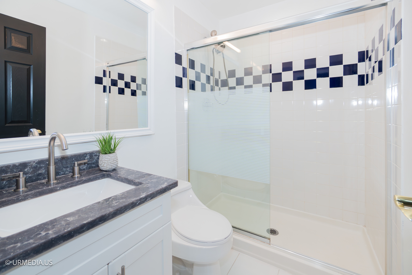 7100 North Sioux Avenue Chicago, IL 60646 - Photo 30 of 49 a bathroom with a granite countertop sink a toilet and shower