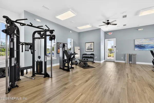 a view of a room with gym equipment