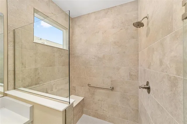 a bathroom with a shower