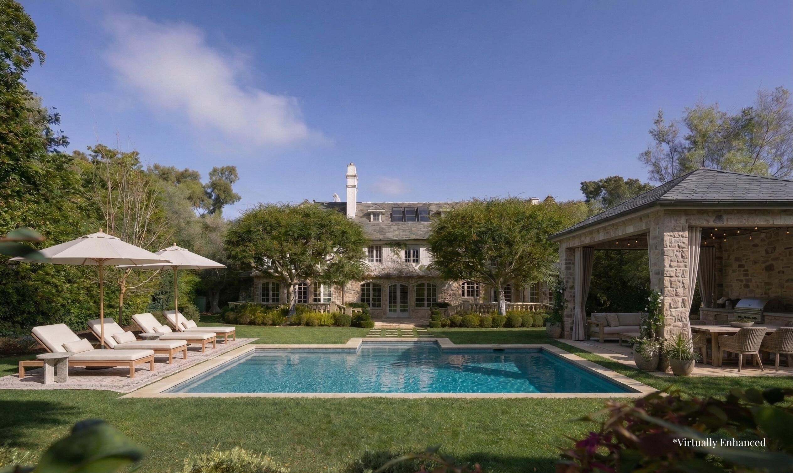 1567 East Valley Road Montecito, CA 93108 - Photo 25 of 34 a view of a house with swimming pool and sitting area