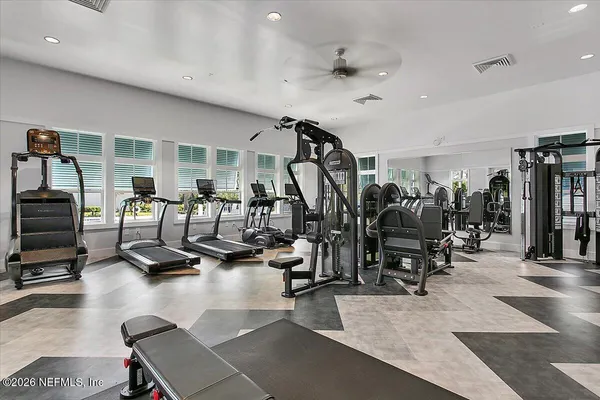 a view of a room with gym equipment