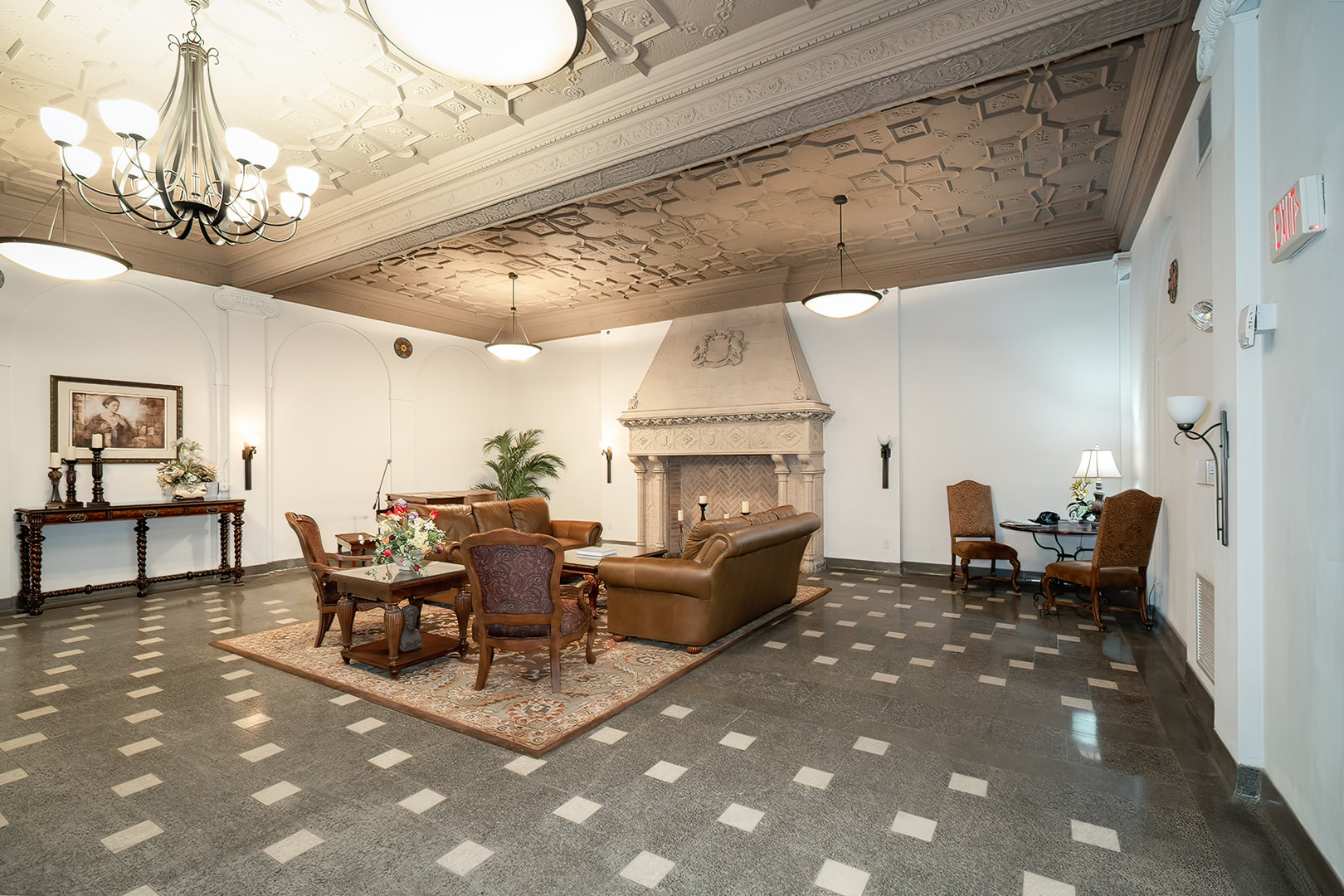 212 North Center Street, Unit 301 Bloomington, IL 61701 - Photo 33 of 39 a living room with furniture and a fireplace