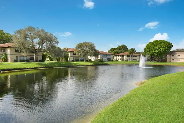 a view of a lake with houses