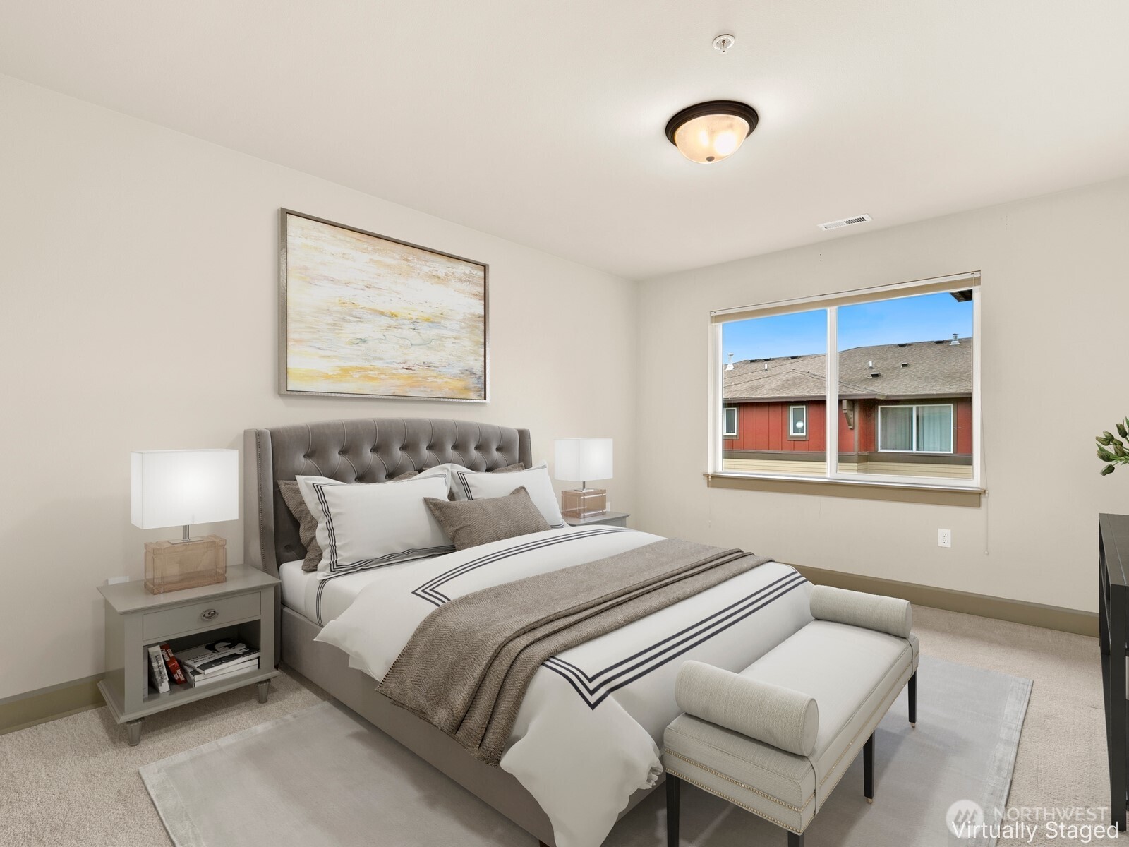 2115 201st Place Southeast, Unit H3 Bothell, WA 98012 - Photo 14 of 37 a bedroom with a bed and a painting on the wall