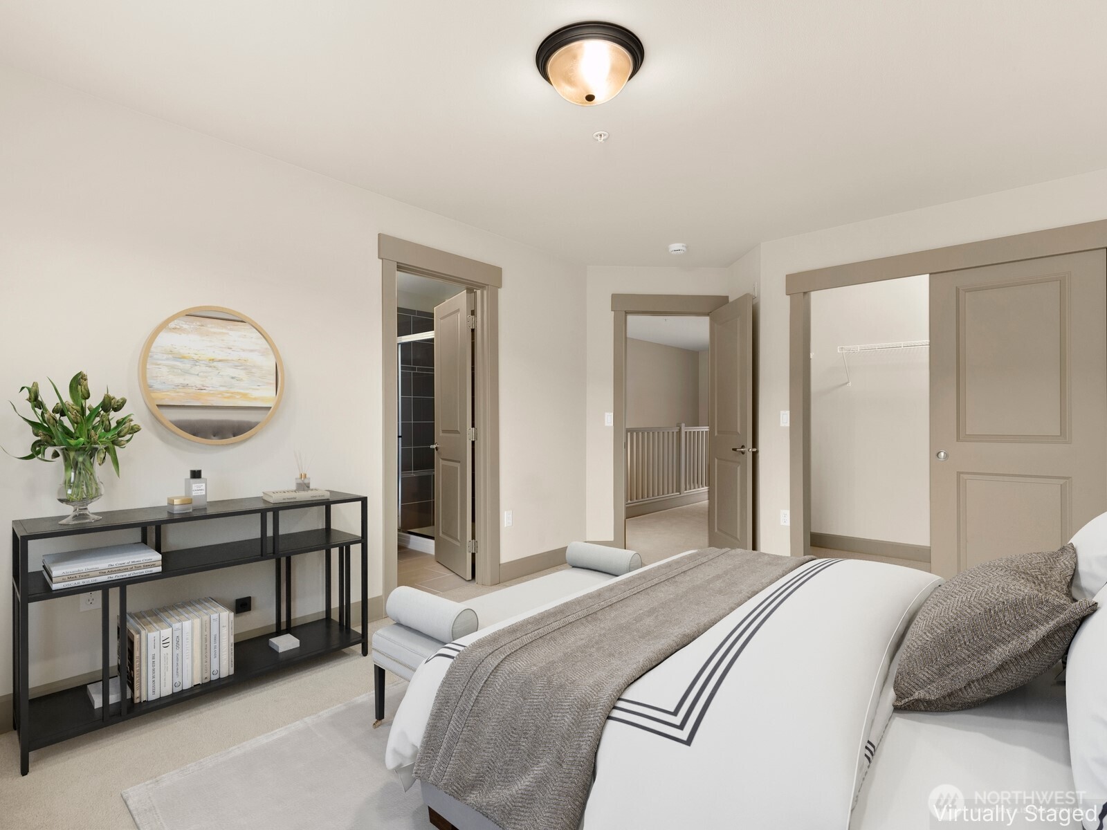 2115 201st Place Southeast, Unit H3 Bothell, WA 98012 - Photo 16 of 37 a bedroom with a bed and a mirror