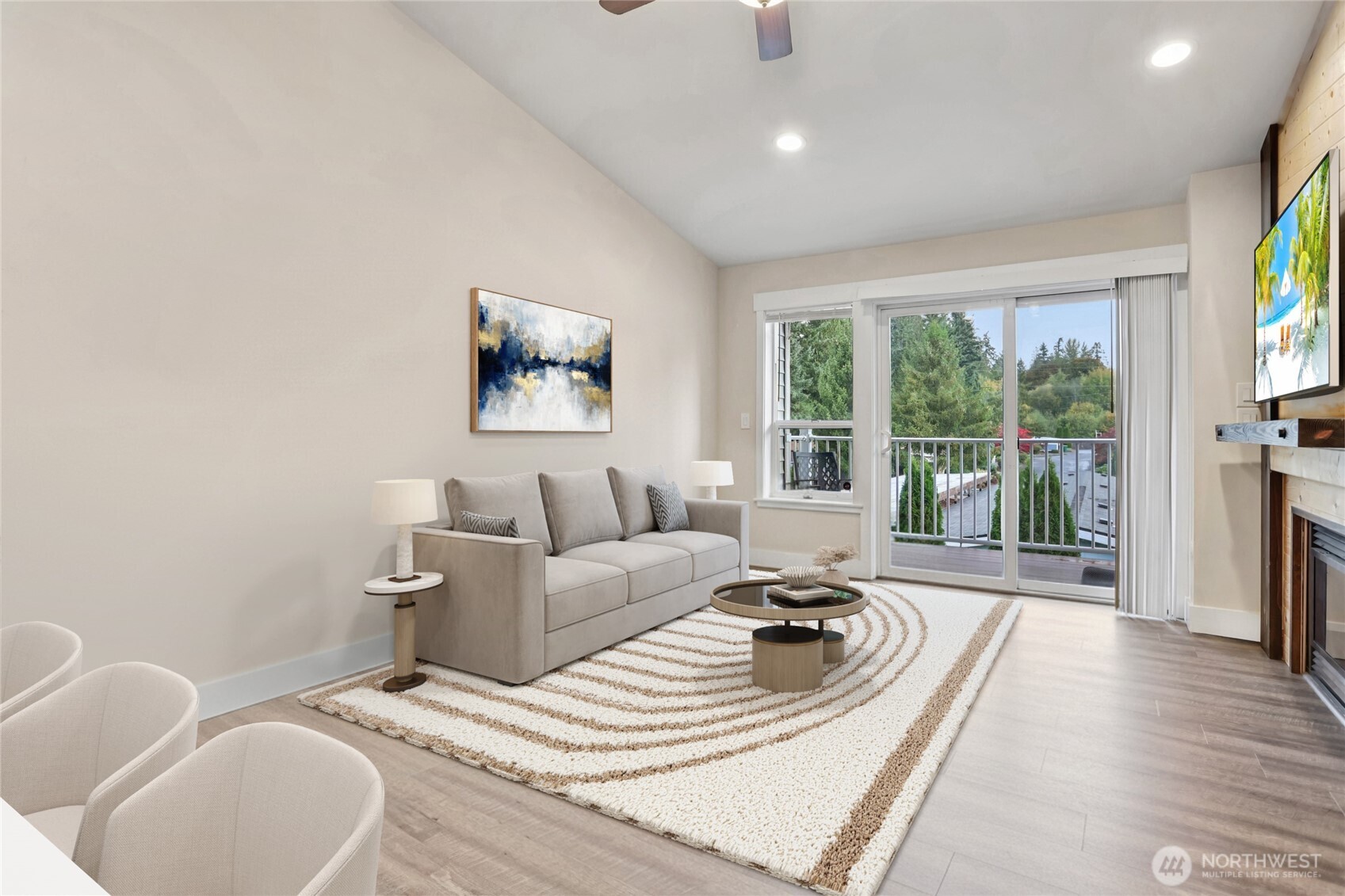 2009 196th Street Southeast, Unit E302 Bothell, WA 98012 - Photo 8 of 21 a living room with furniture a large window and a wooden floor