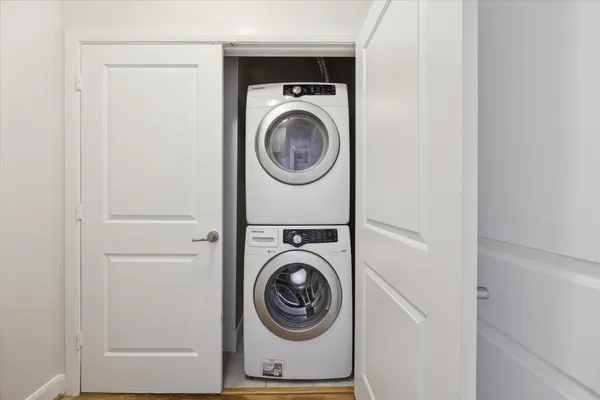 a view of washer and dryer in a utility room