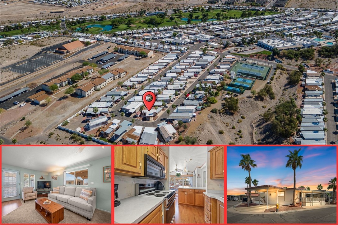2000 Ramar Road, Unit 158 Bullhead City, AZ 86442 - Photo 1 of 78 Prime corner lot in Riverview RV Resort? beautifully maintained home featuring covered parking, inviting outdoor living, and access to resort-style amenities including tennis, pickleball, and nearby golf.