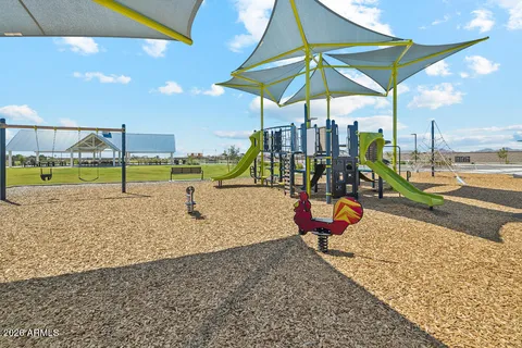 a view of a park with slide