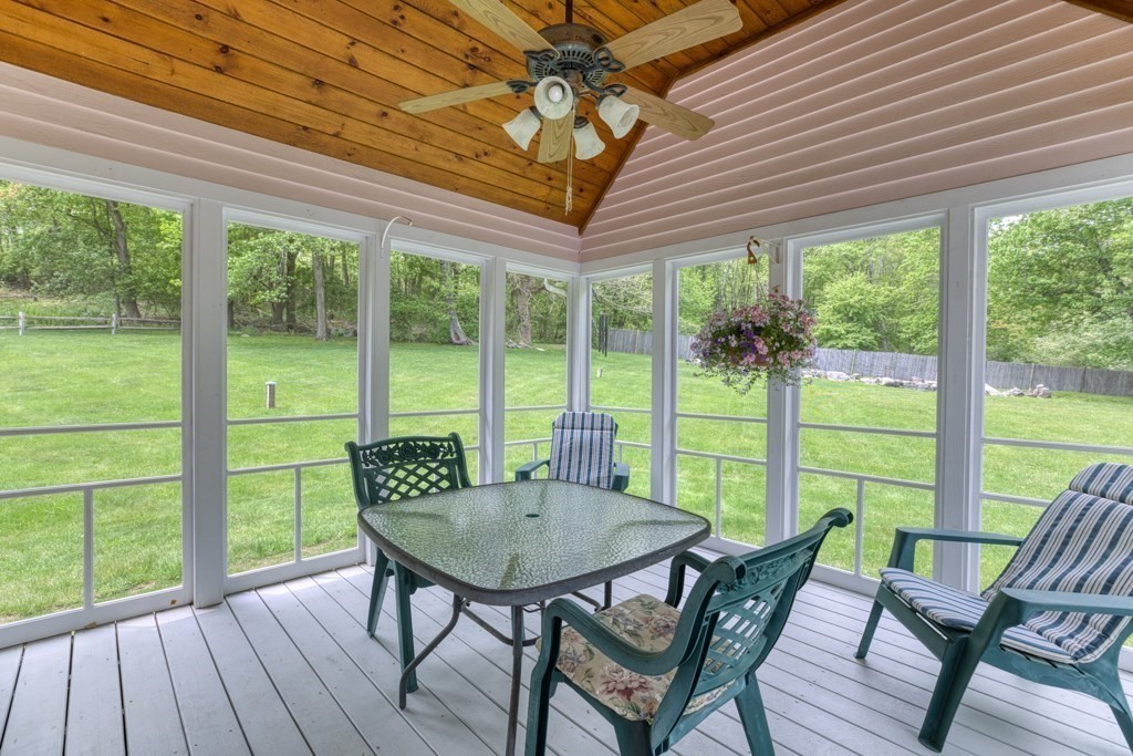 51 Glendale Road Boxford, MA 01921 - Photo 33 of 37 a view of a patio with a table chairs and a backyard