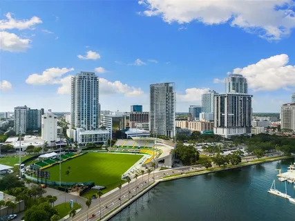 a city view with a lake view