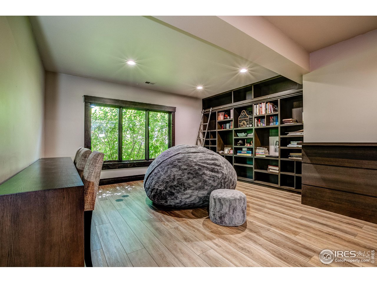 6438 Sanctuary Drive Windsor, CO 80550 - Photo 28 of 40 a living room with furniture and a book shelf