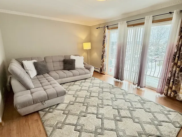 a living room with furniture and a rug