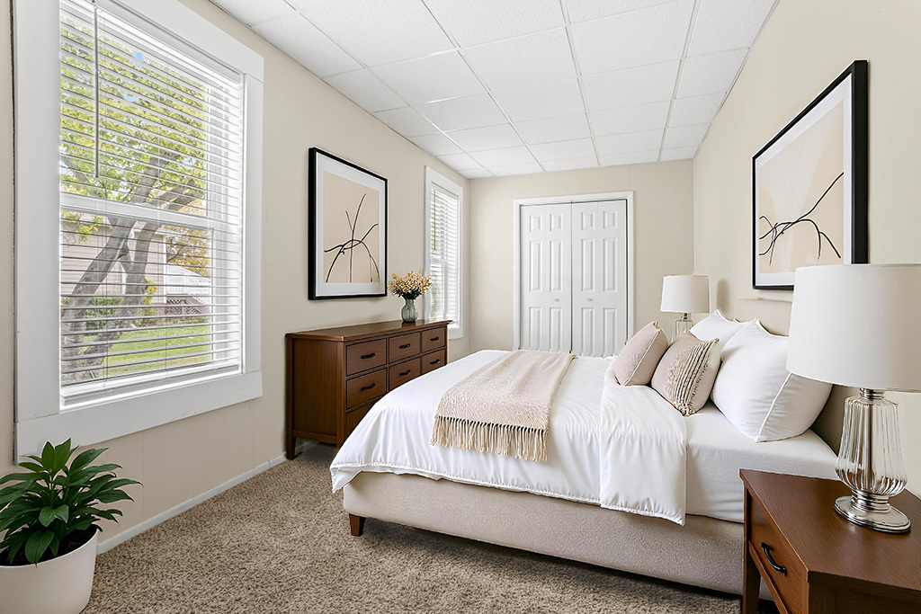 717 Warner Avenue Lemont, IL 60439 - Photo 20 of 29 a bedroom with a large bed and a potted plant