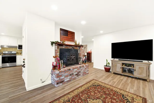 a living room with furniture and a couch