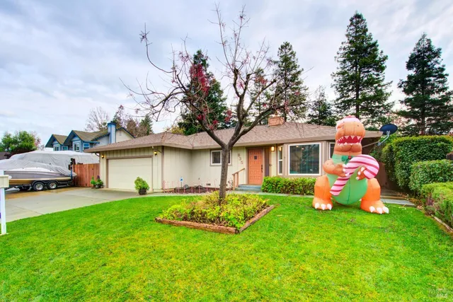 a front view of a house with swing