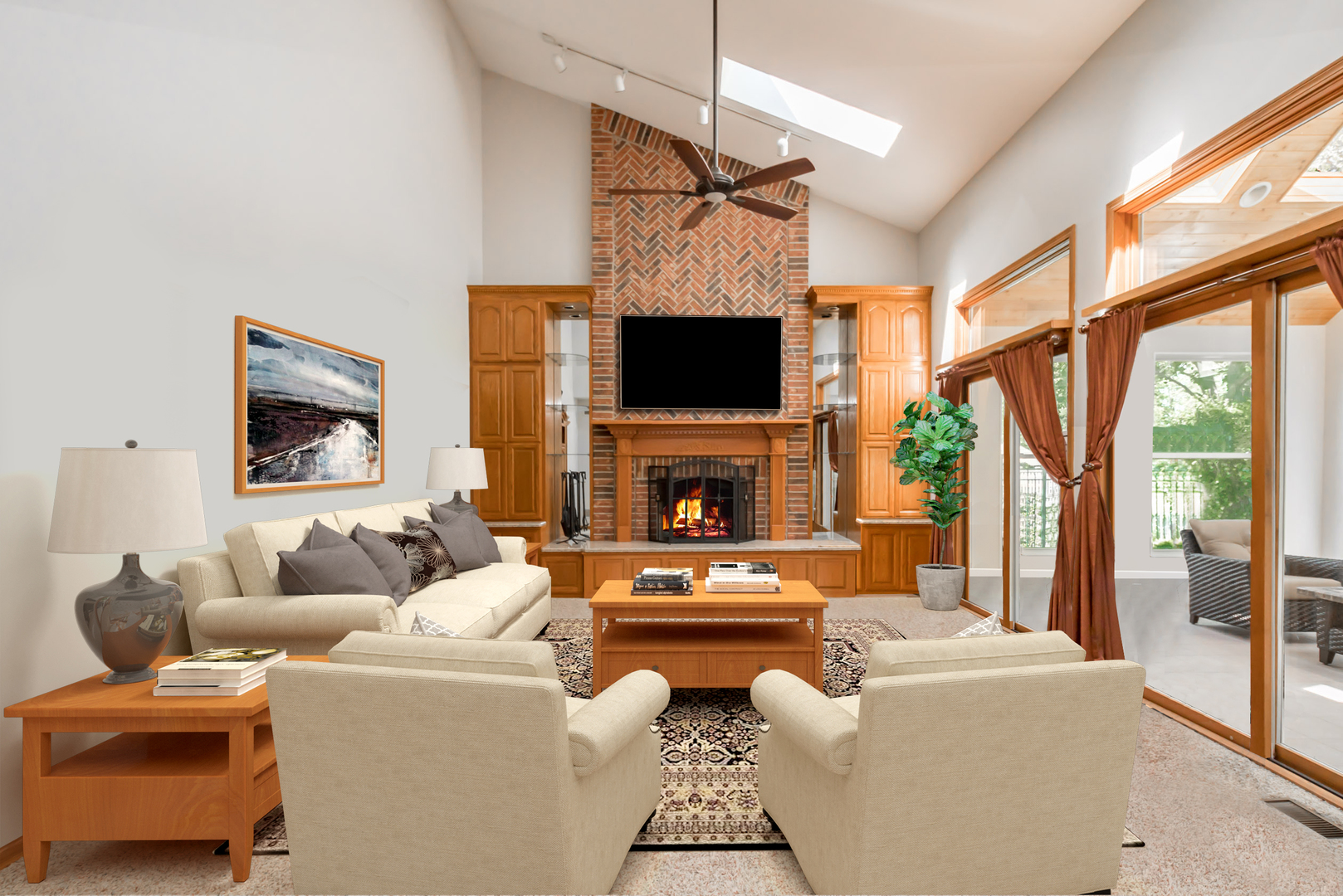 125 Briargate Road Cary, IL 60013 - Photo 7 of 24 a living room with furniture a fireplace and a flat screen tv
