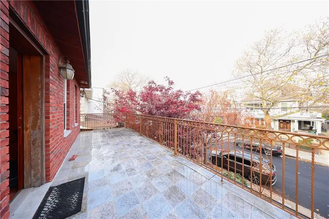 a view of a balcony with city view