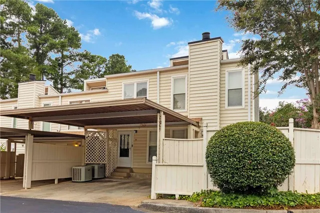 a view of a house with a garage