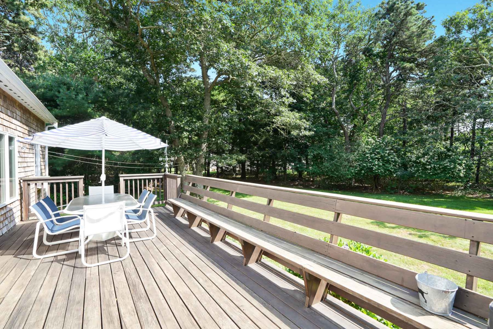 12 Duarte Circle Edgartown, MA 02539 - Photo 31 of 43 a view of balcony with wooden floor and outdoor seating