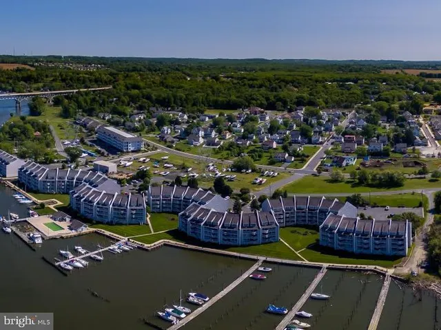 a view of a lake with a lawn chairs and a table