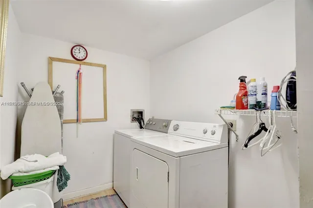 a view of a room with a large window