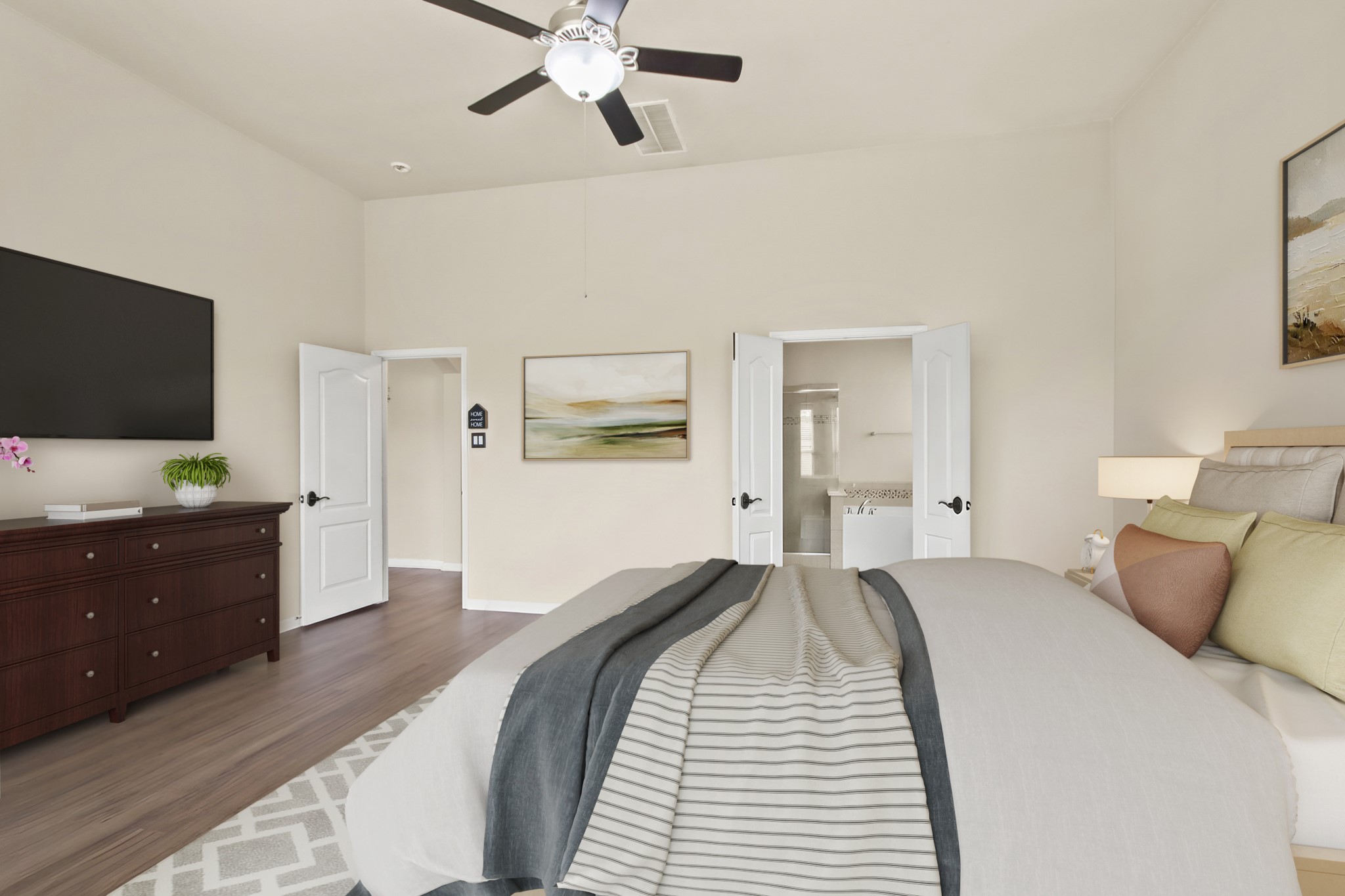 25407 Terrain Park Drive Spring, TX 77373 - Photo 18 of 33 Virtually Staged: Soft neutral tones and an open layout make this primary suite feel airy, comfortable, and ideal for a private retreat.