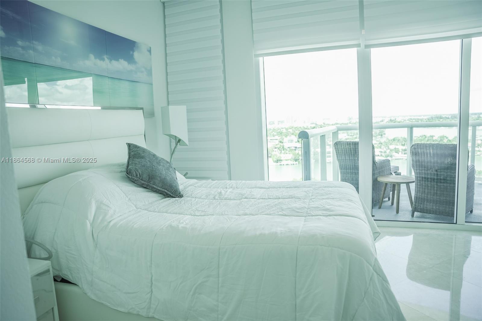 6515 Collins Avenue, Unit 1709 Miami Beach, FL 33141 - Photo 12 of 30 a bed sitting in a bedroom next to a window