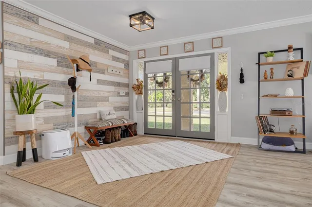 a living room with furniture