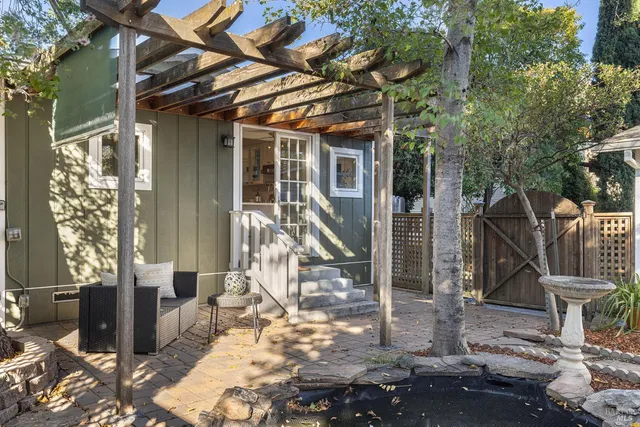 a view of backyard with green space