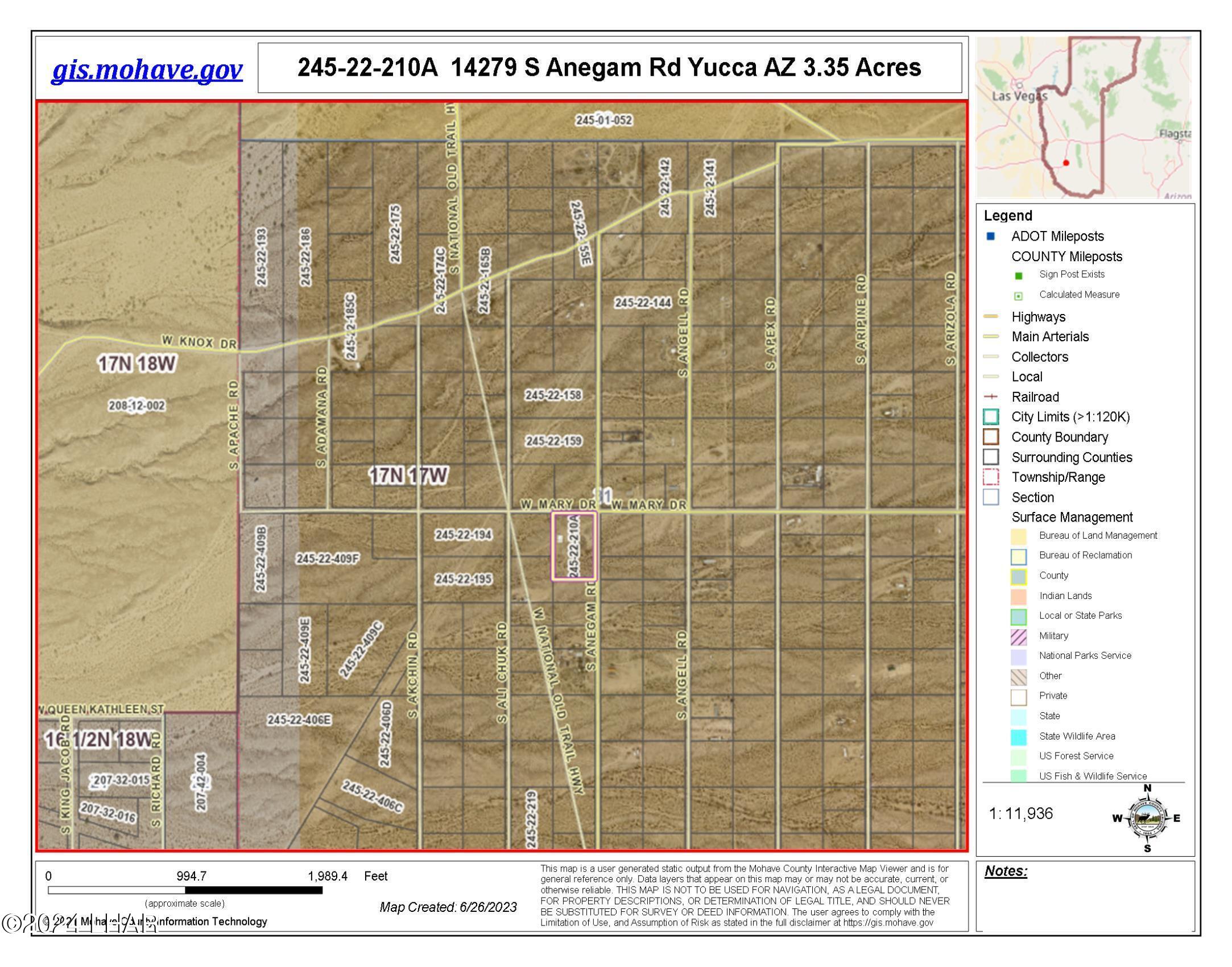 14279 Anegam Road Yucca, AZ 86438 - Photo 13 of 35 245.22.210A Area Map photo