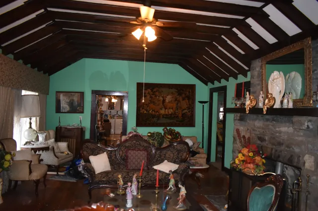 a room with lots of furniture and potted plants