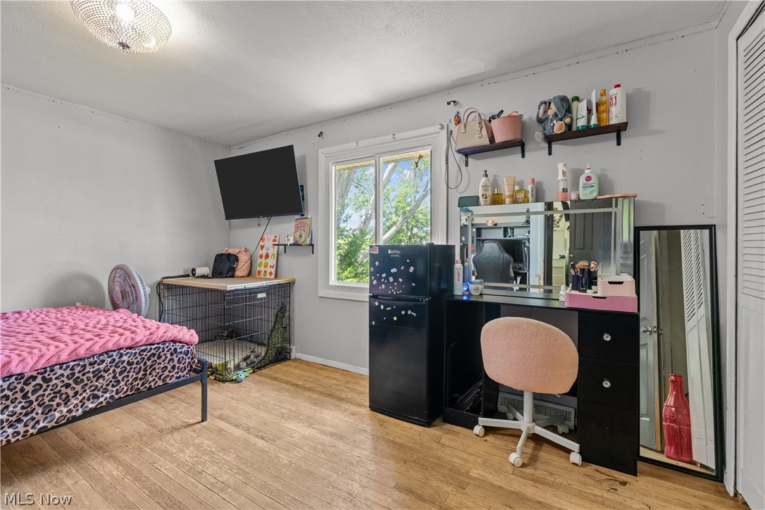13548 Holland Road Brook Park, OH 44142 - Photo 18 of 27 Bedroom featuring wood-finish flooring, a ceiling-mounted light fixture, and a window with natural light