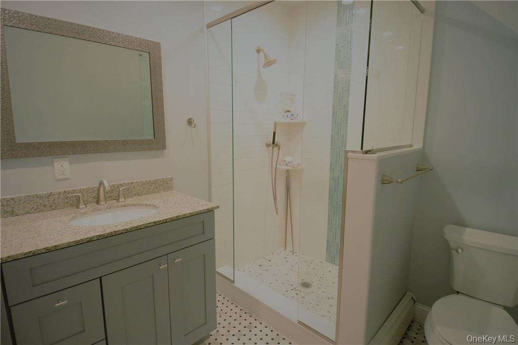53 Dewitt Avenue, Unit 2 Bronxville, NY 10708 - Photo 18 of 19 a bathroom with a granite countertop sink toilet and shower