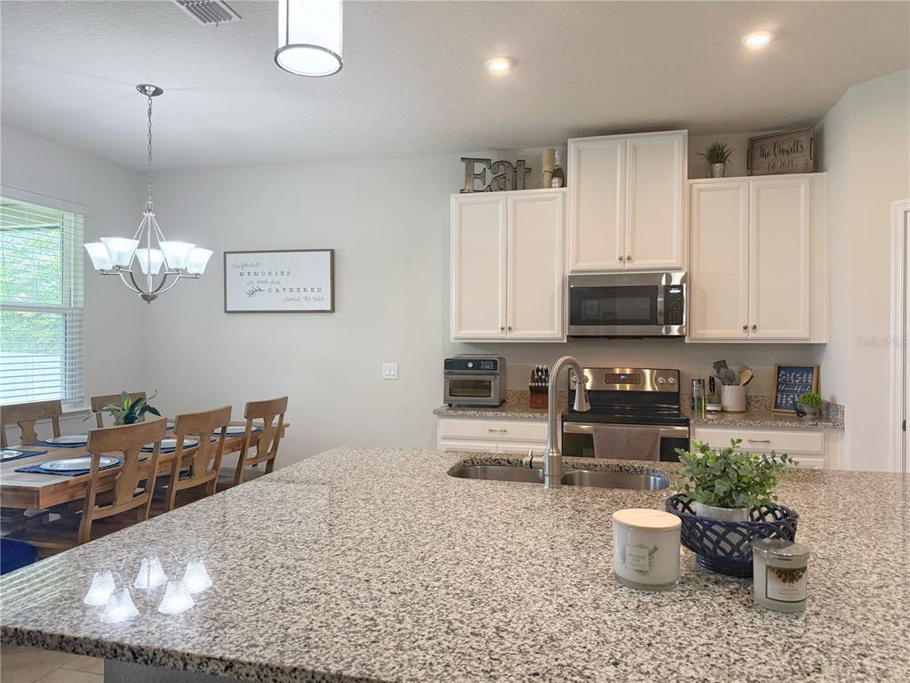 3181 Hill Point Street Minneola, FL 34715 - Photo 18 of 52 a kitchen with stainless steel appliances granite countertop a sink stove and microwave