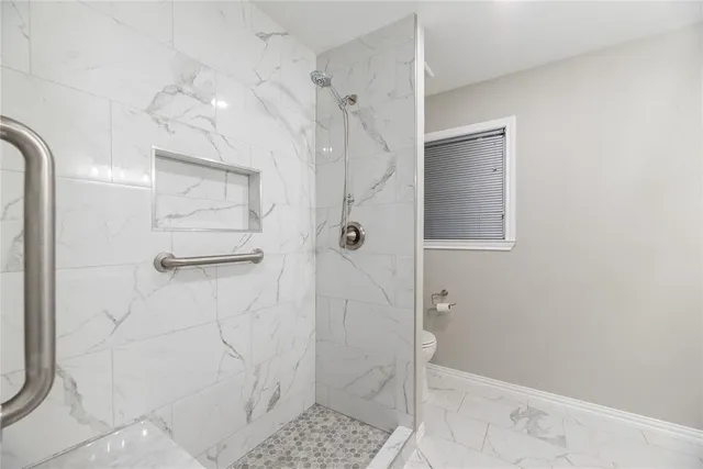 a bathroom with a shower