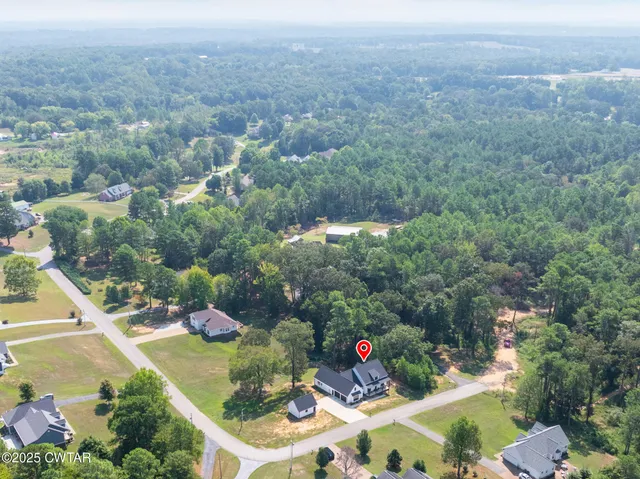 an aerial view of a house