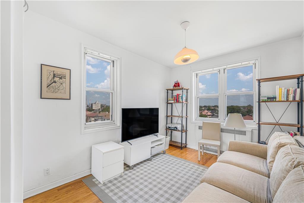 286 Corbin Place, Unit 5E Brooklyn, NY 11235 - Photo 23 of 35 a living room with furniture and a flat screen tv