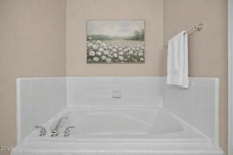 a bathroom with a bathtub