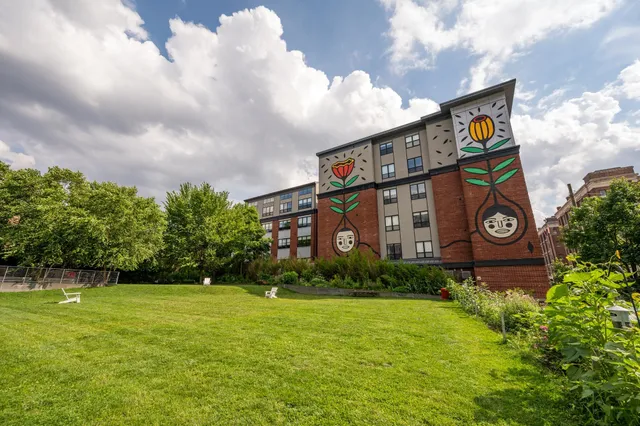 a front view of a building