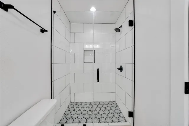 a bathroom with a shower