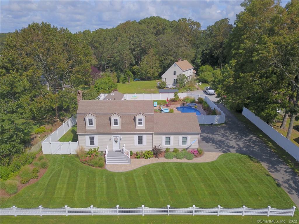 163 Old Boston Post Road Old Saybrook, CT 06475 - Photo 1 of 1 Aerial front view of this charming home. White picket fence completes the setting.
