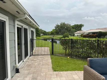a view of a porch with a yard