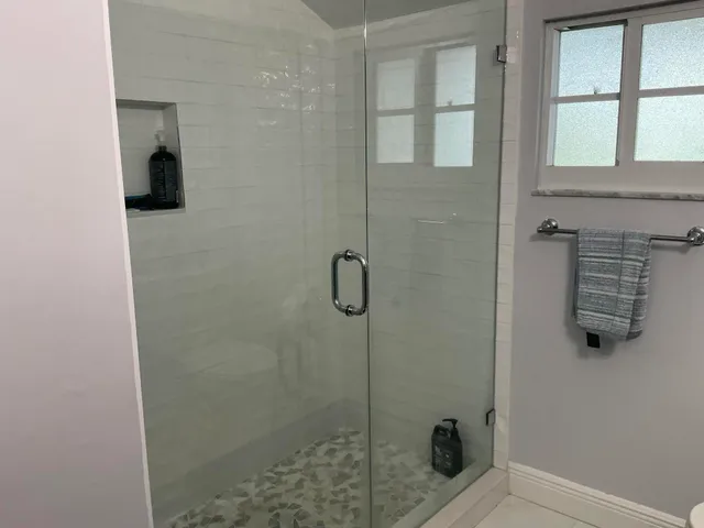 a bathroom with a shower