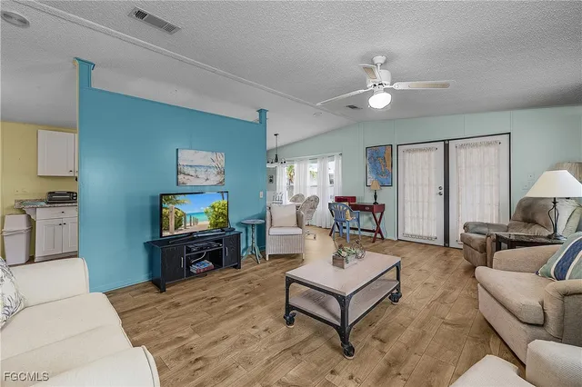 a living room with furniture