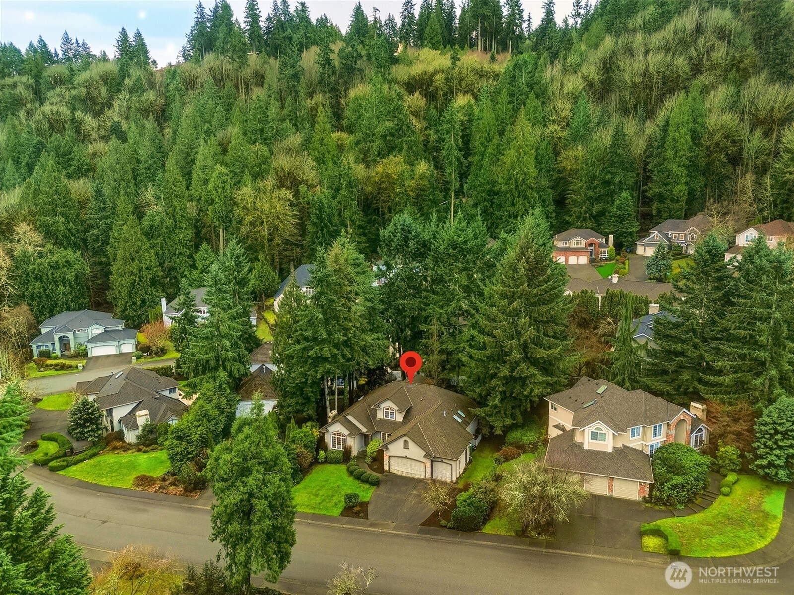 5633 194th Lane Southeast Issaquah, WA 98027 - Photo 34 of 40 an aerial view of a house with a yard basket ball court and outdoor seating