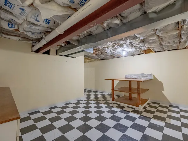 a black and white checkered floor