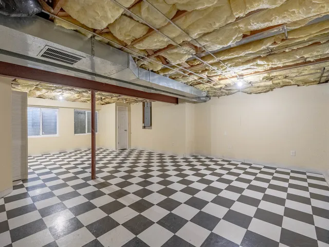 a black and white checkered floor