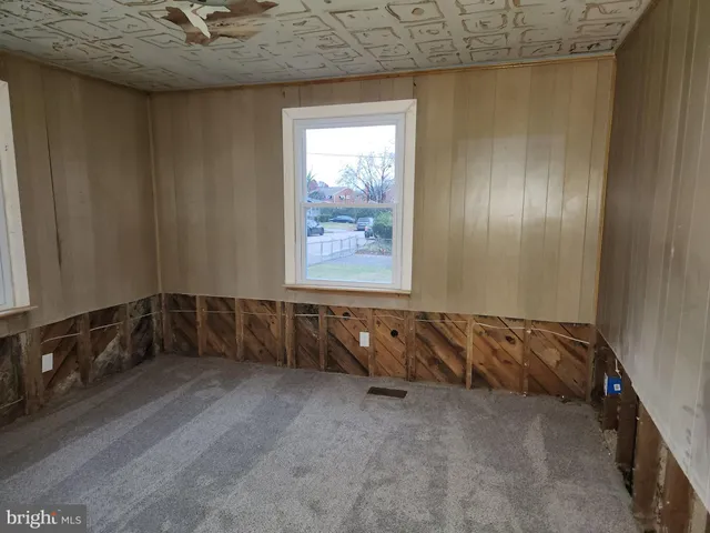 a view of a garage with window